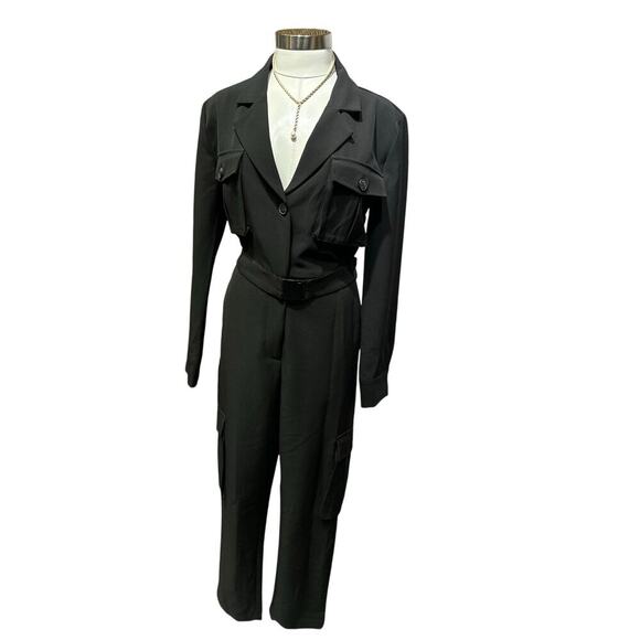Bardot Black Utility-Inspired Jumpsuit NWOT Size Medium - Picture 5 of 8